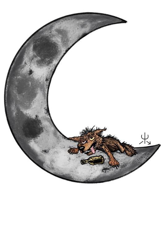 CT Original- The Drunk Coyote on the Moon Sticker