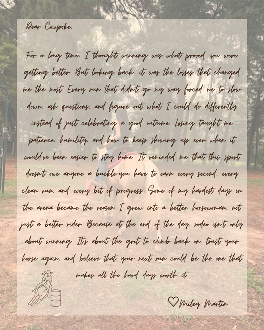 "For the longest time, I thought winning was what proved you were getting better..." -Miley Martin