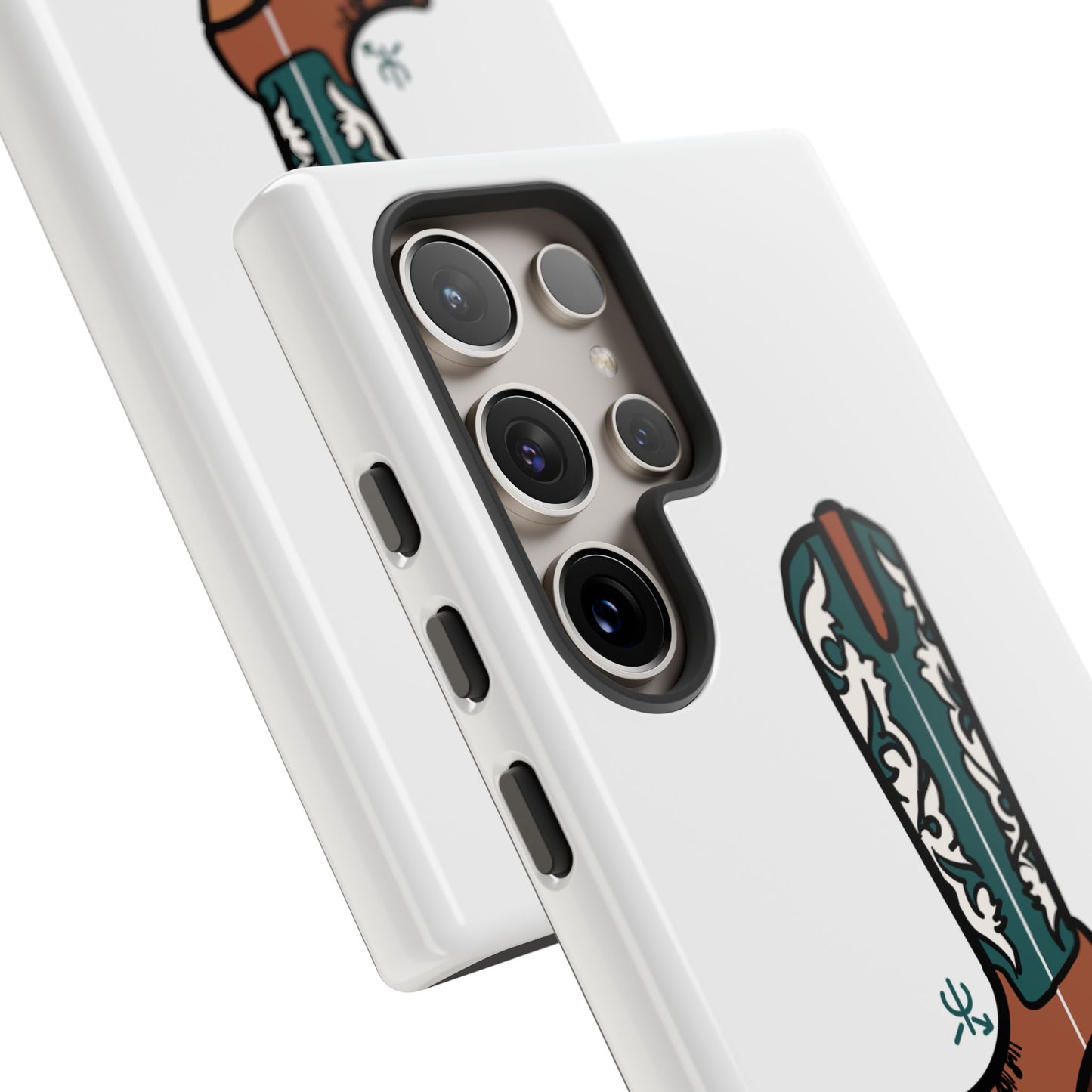 Turquoise Western Cowboy Boot Phone Case | Hand-drawn by Chase Templeton