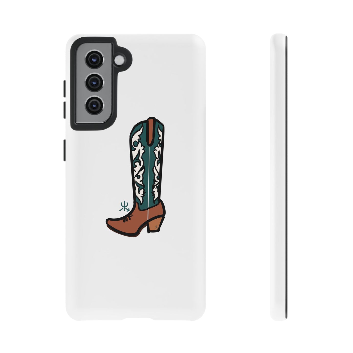 Turquoise Western Cowboy Boot Phone Case | Hand-drawn by Chase Templeton