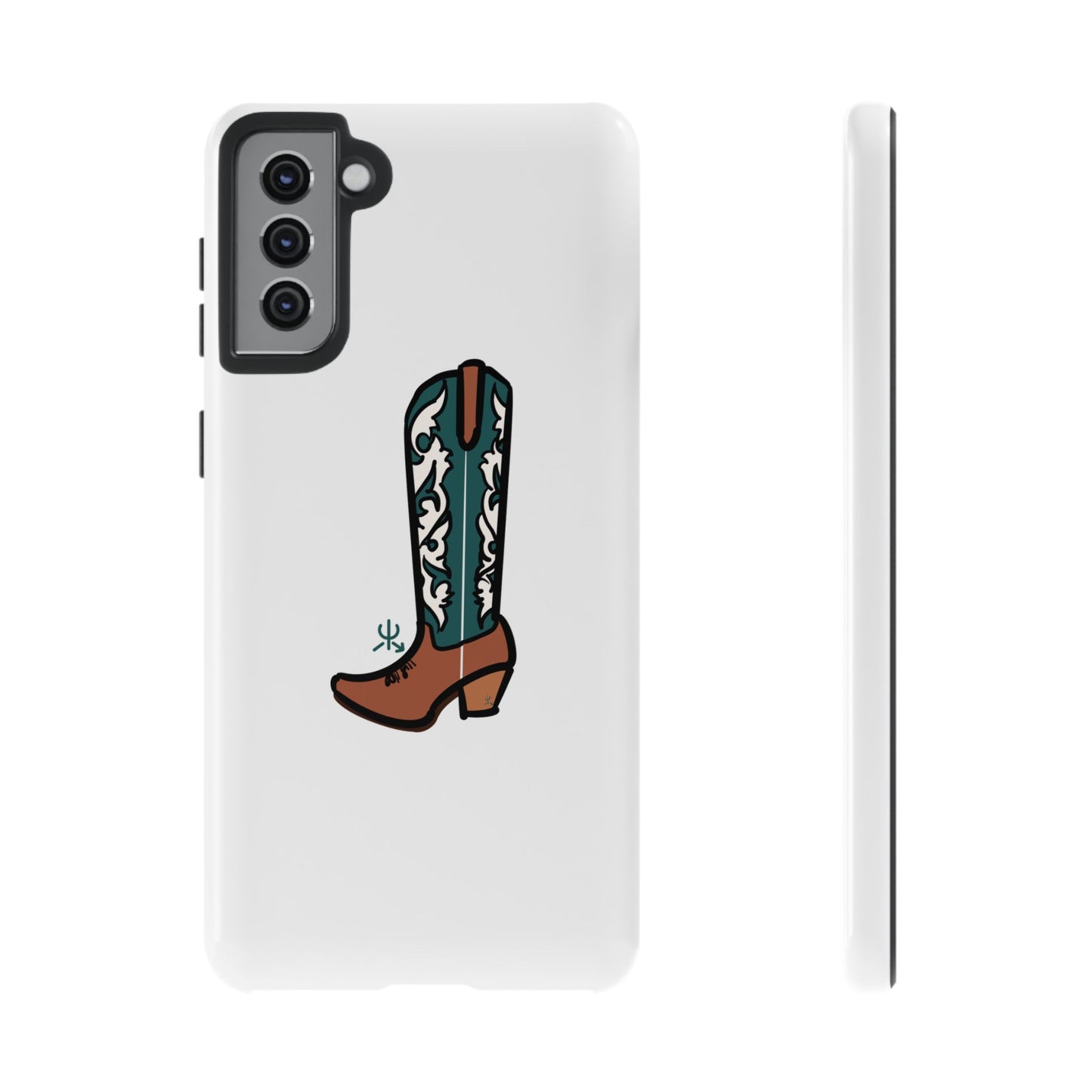 Turquoise Western Cowboy Boot Phone Case | Hand-drawn by Chase Templeton