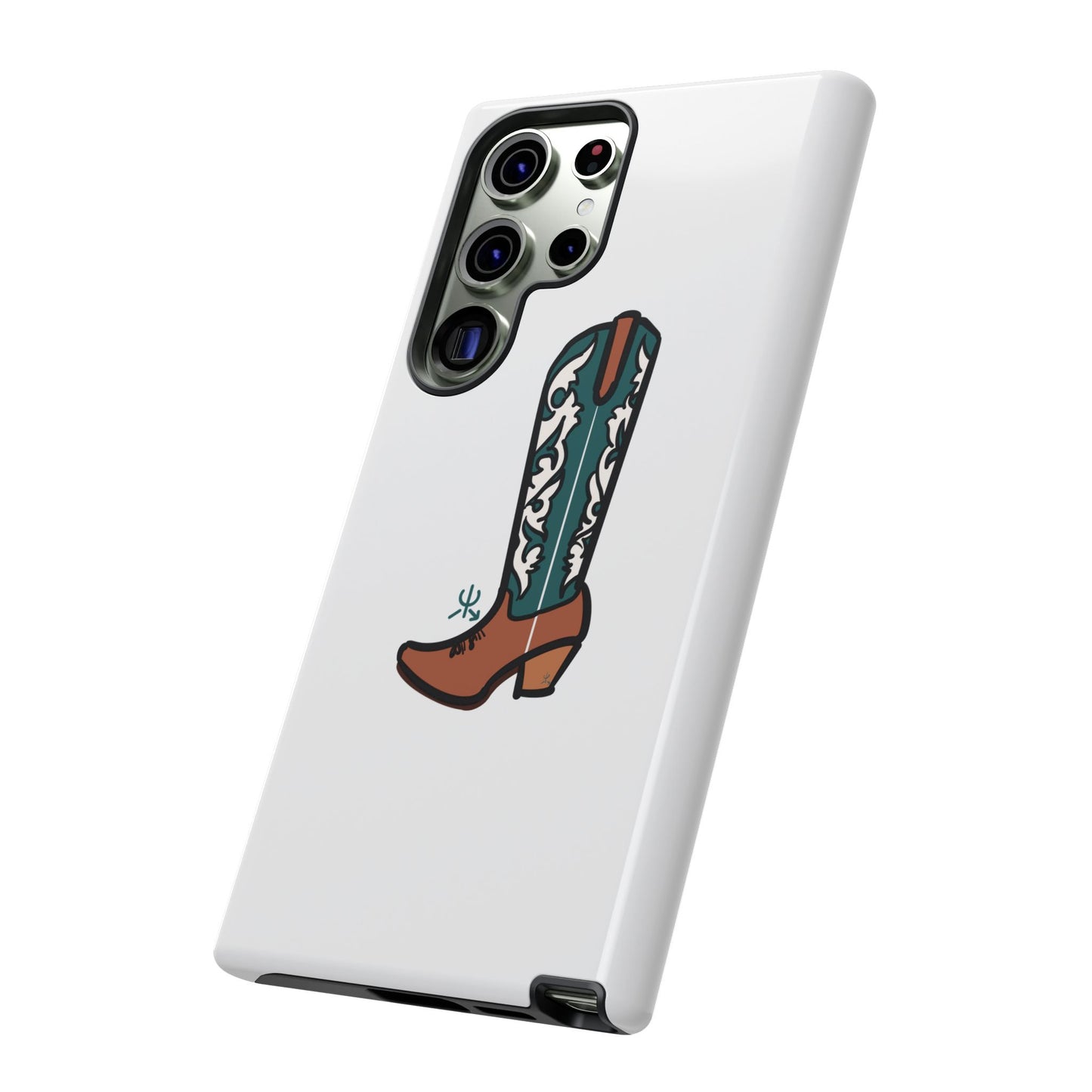 Turquoise Western Cowboy Boot Phone Case | Hand-drawn by Chase Templeton