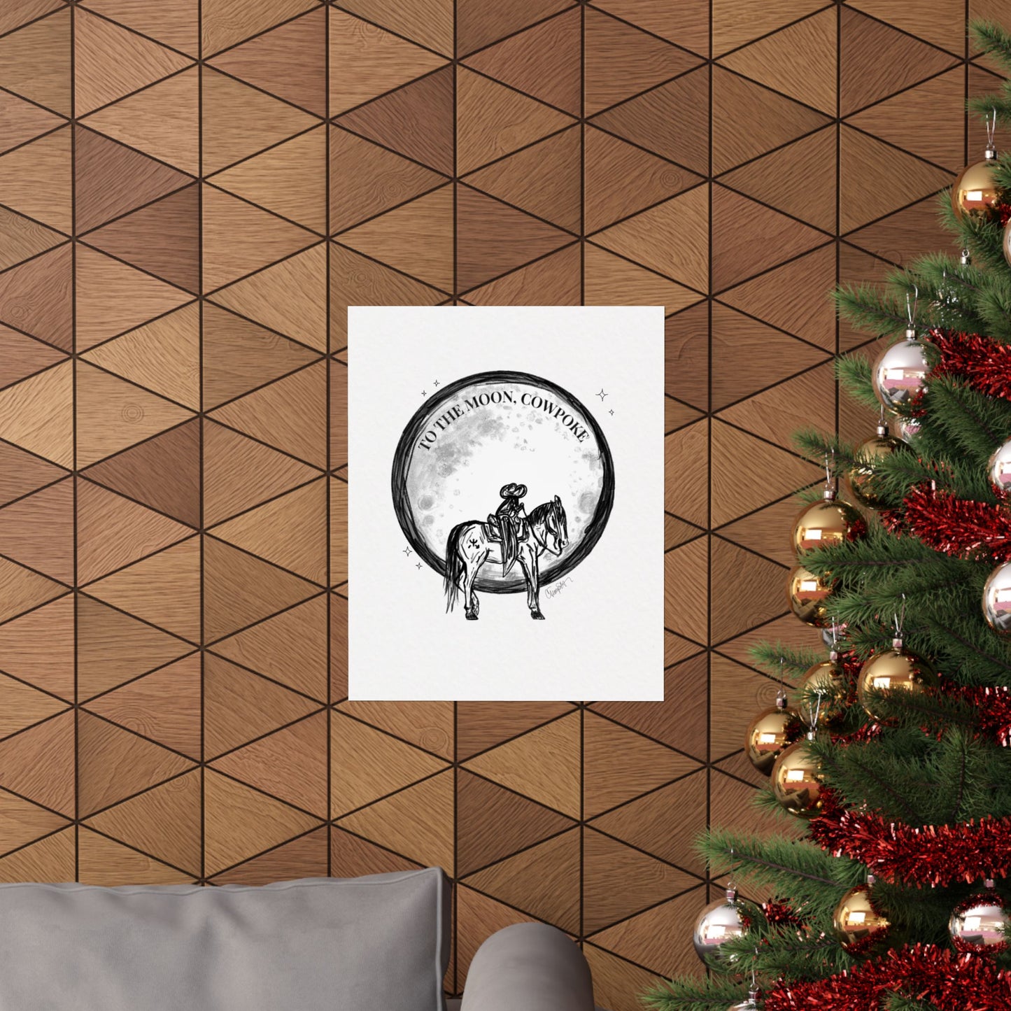 "To The Moon, Cowpoke" Illustration Print