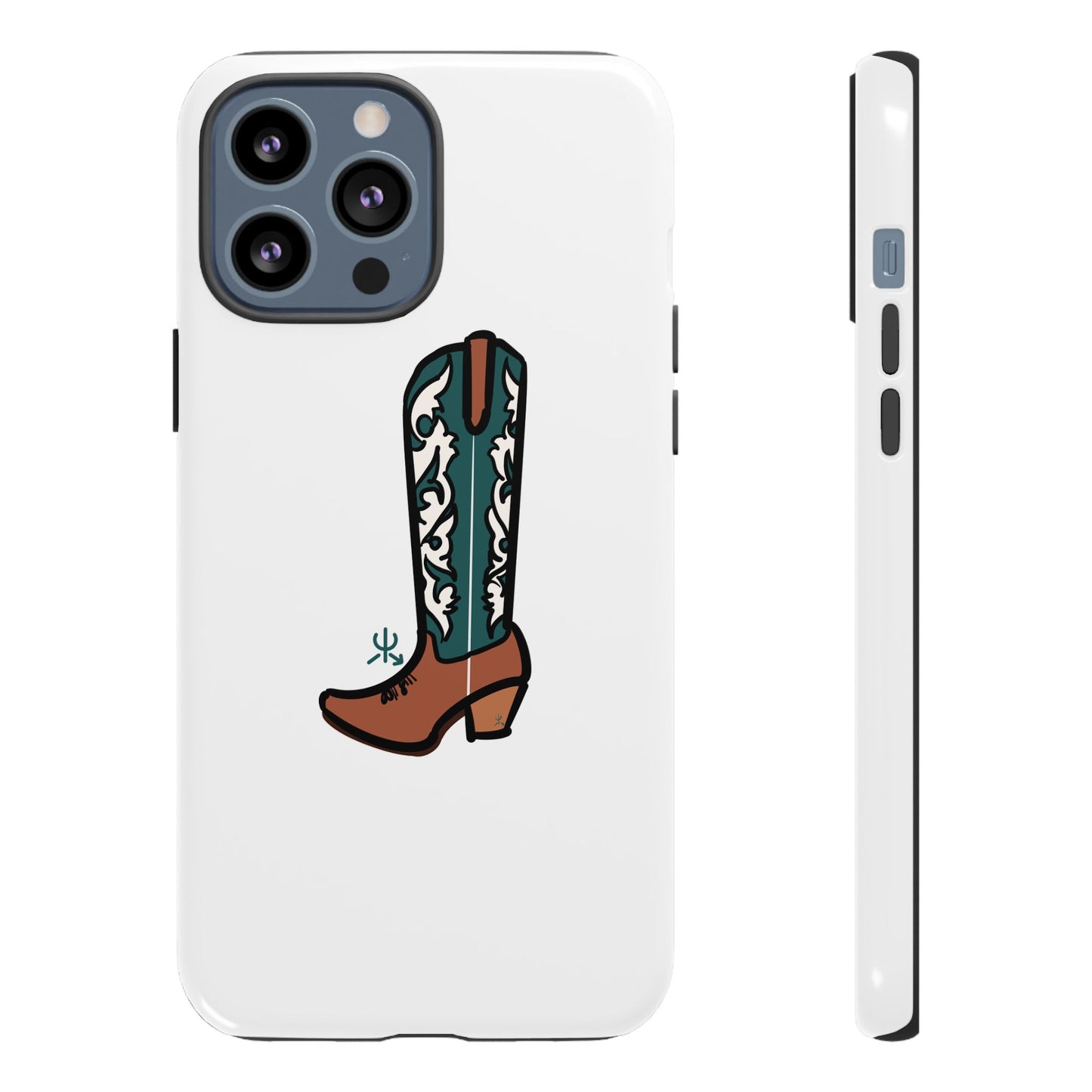 Turquoise Western Cowboy Boot Phone Case | Hand-drawn by Chase Templeton