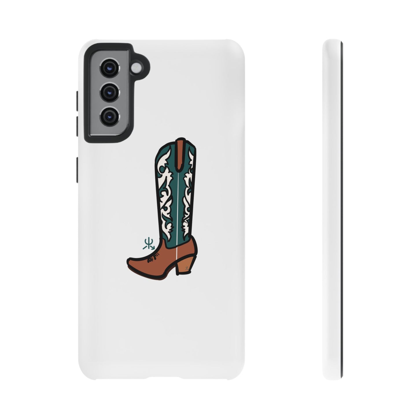 Turquoise Western Cowboy Boot Phone Case | Hand-drawn by Chase Templeton