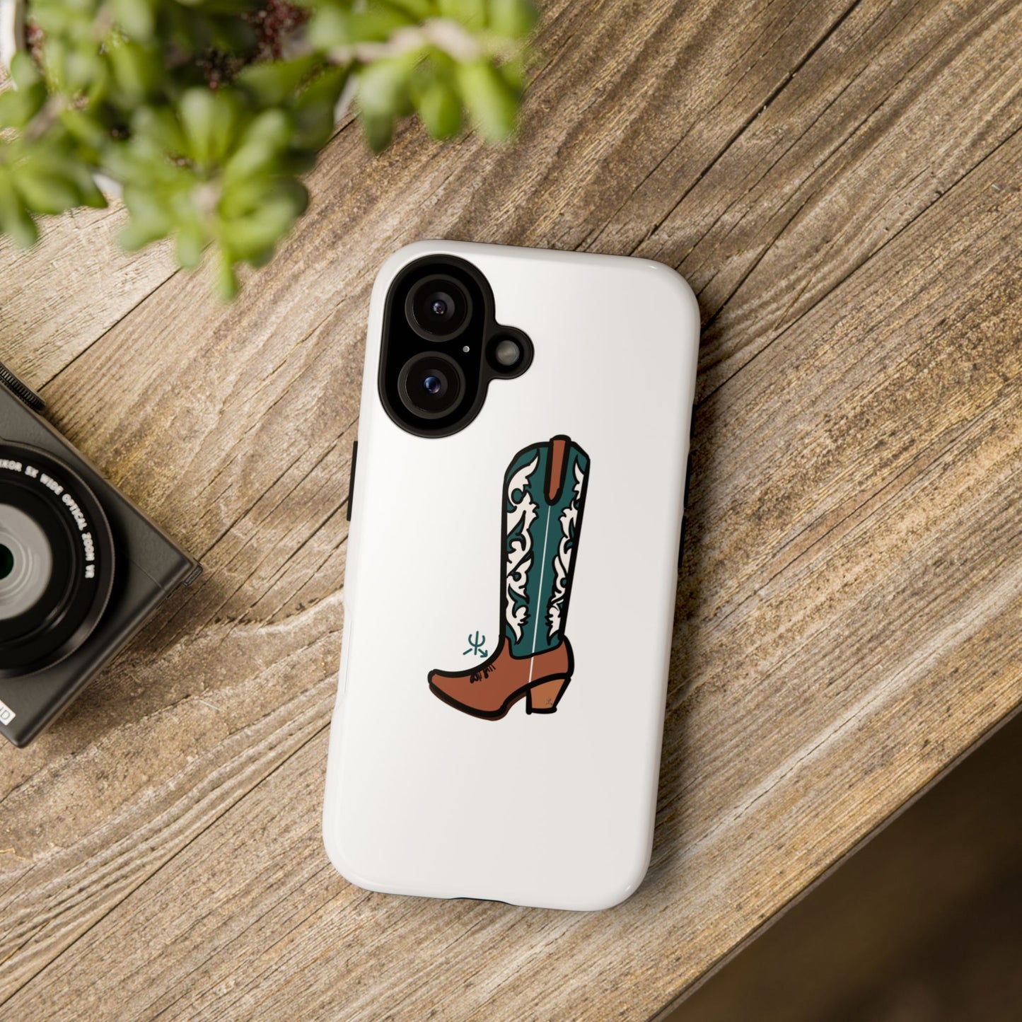Turquoise Western Cowboy Boot Phone Case | Hand-drawn by Chase Templeton