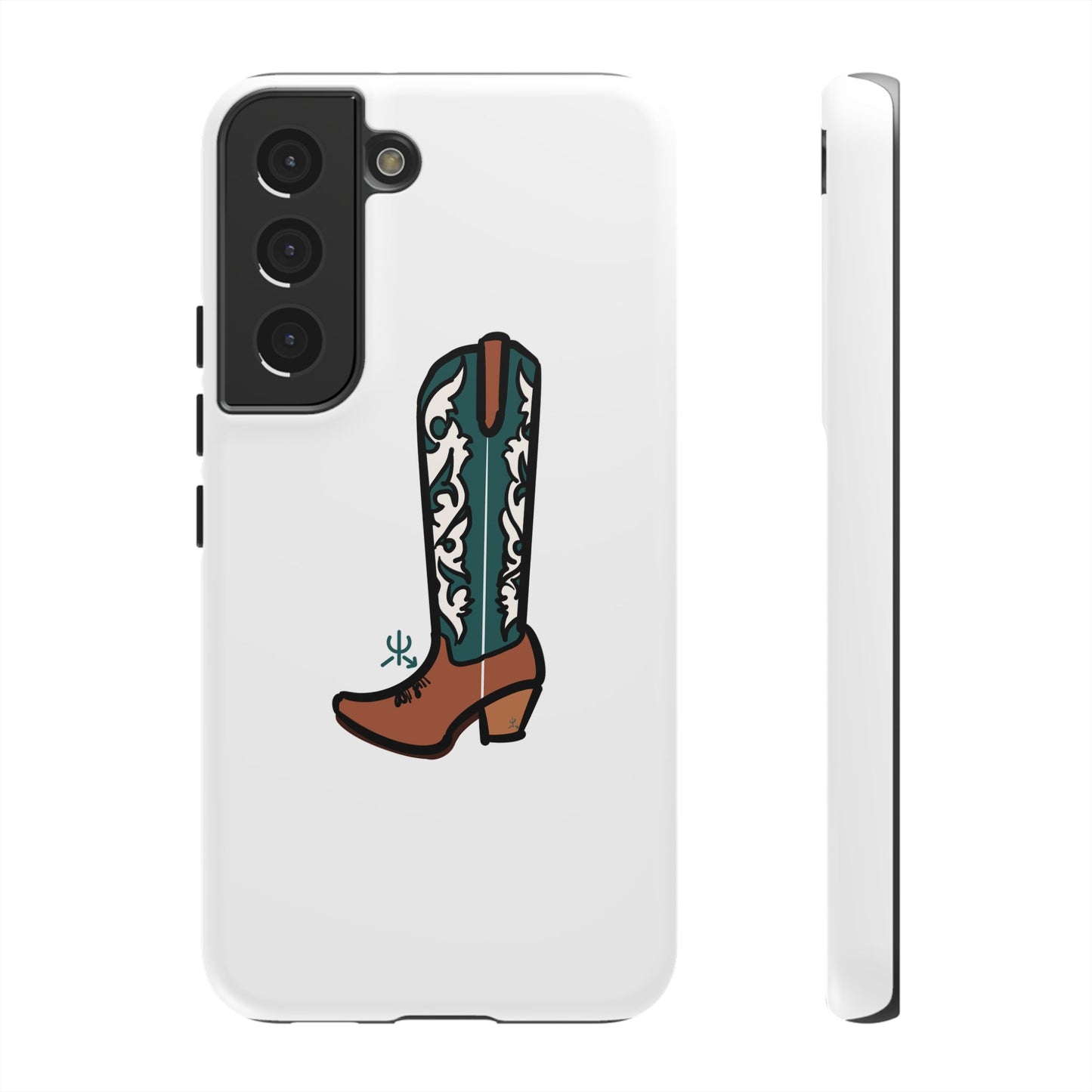 Turquoise Western Cowboy Boot Phone Case | Hand-drawn by Chase Templeton