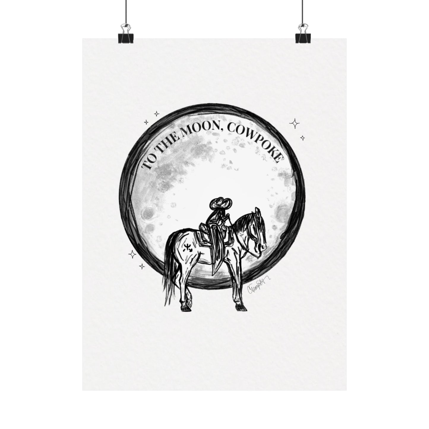 "To The Moon, Cowpoke" Illustration Print