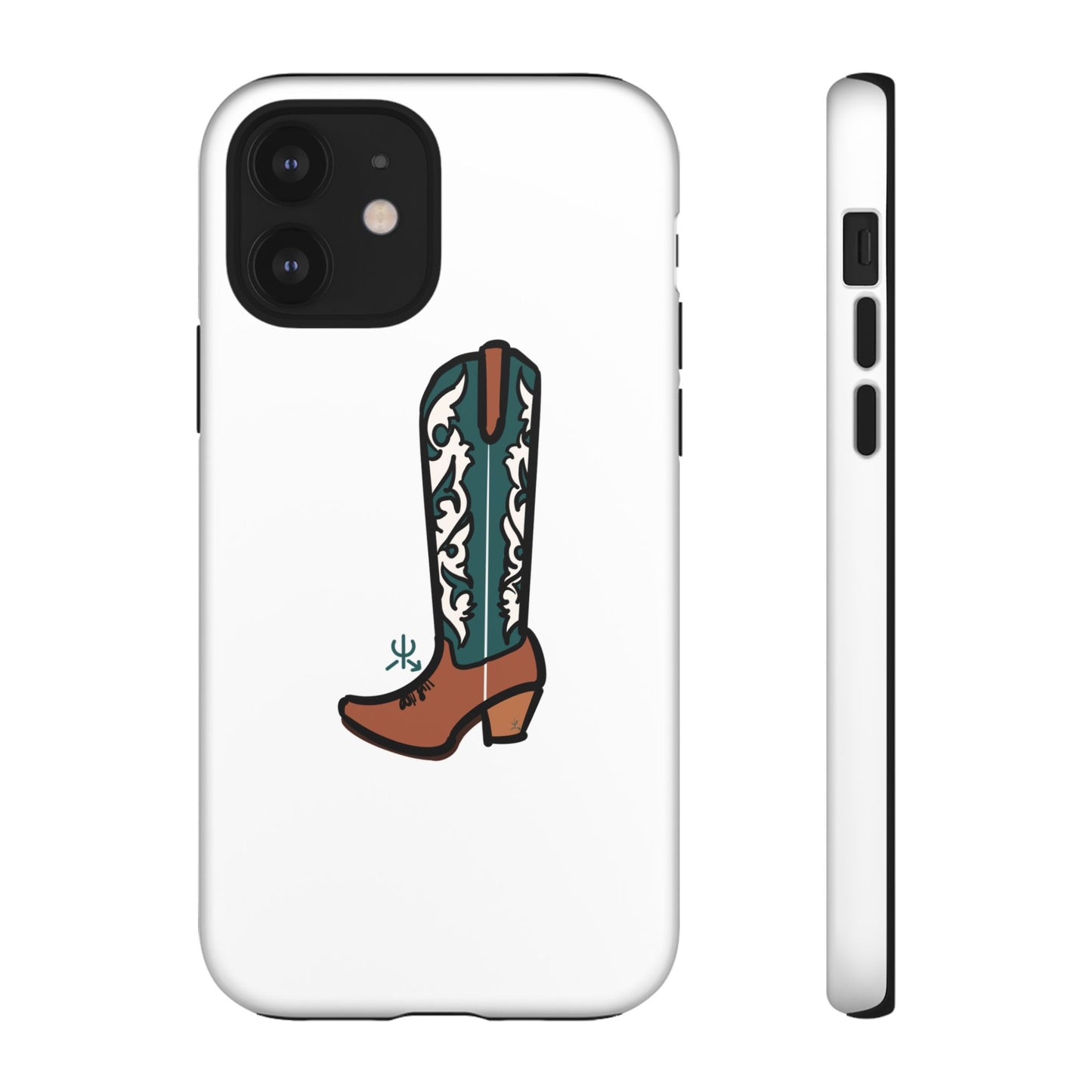 Turquoise Western Cowboy Boot Phone Case | Hand-drawn by Chase Templeton