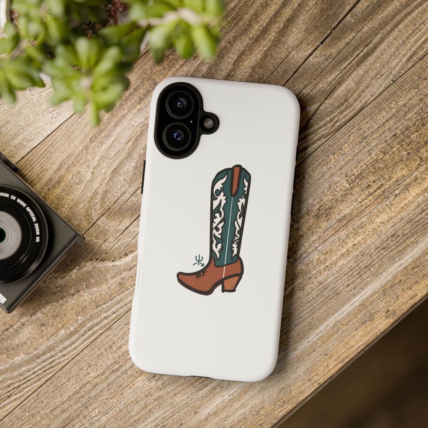 Turquoise Western Cowboy Boot Phone Case | Hand-drawn by Chase Templeton