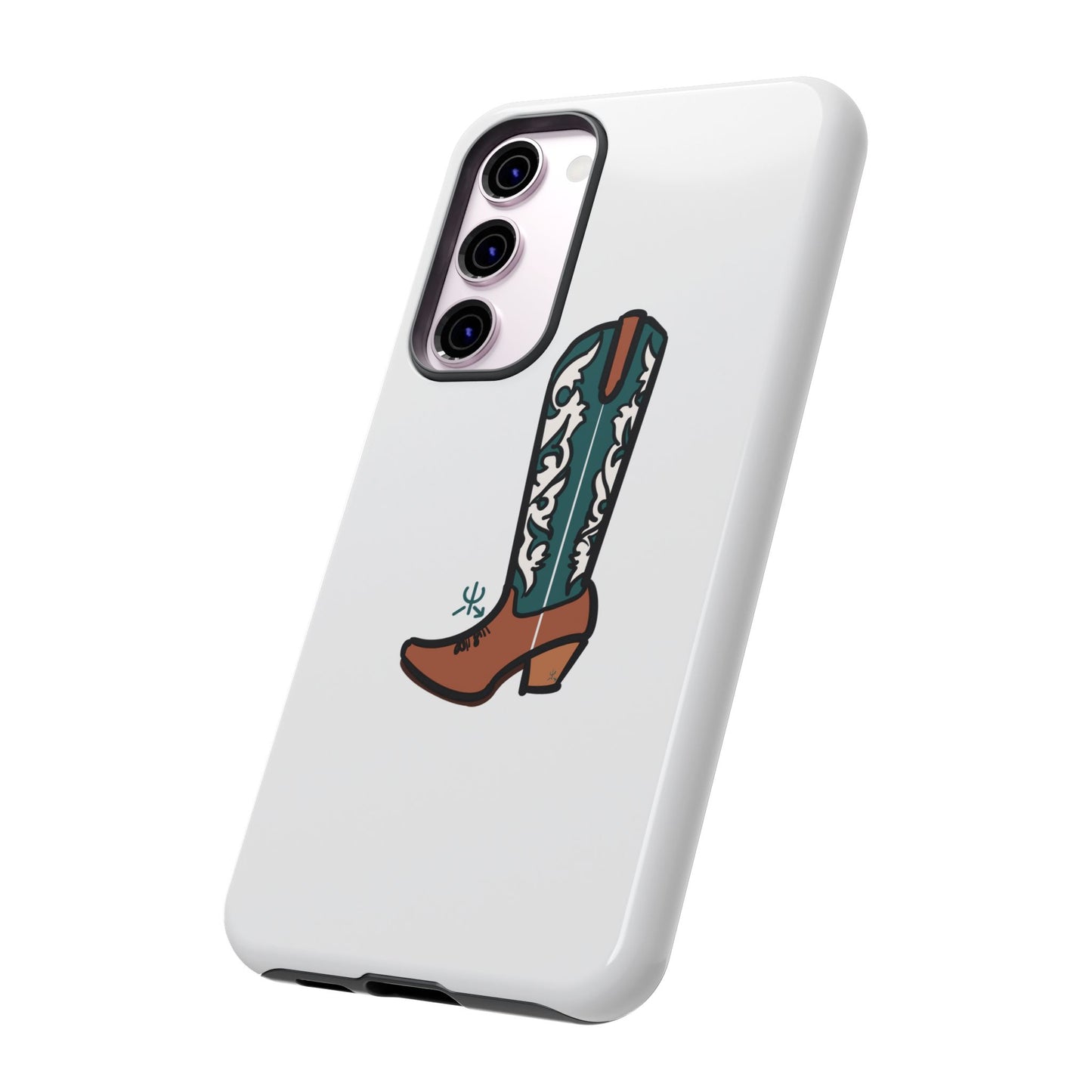 Turquoise Western Cowboy Boot Phone Case | Hand-drawn by Chase Templeton