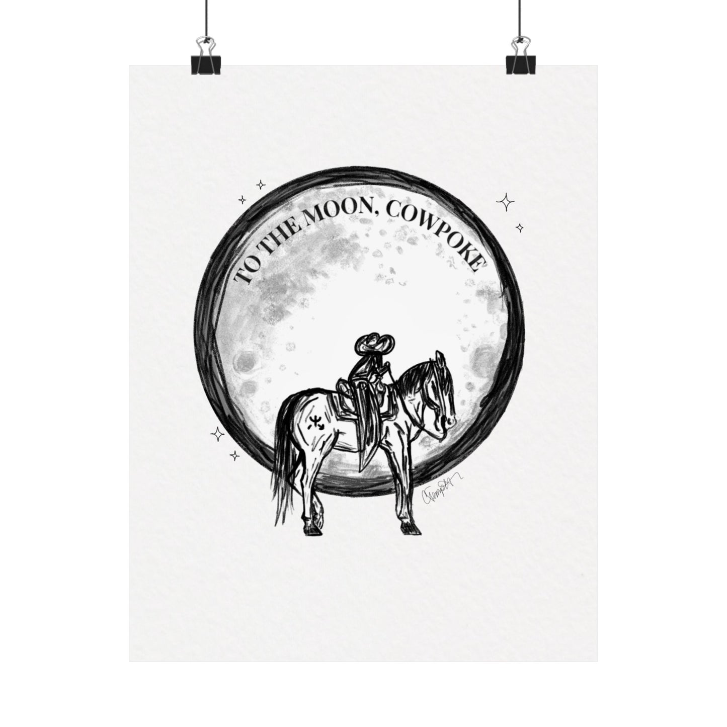 "To The Moon, Cowpoke" Illustration Print
