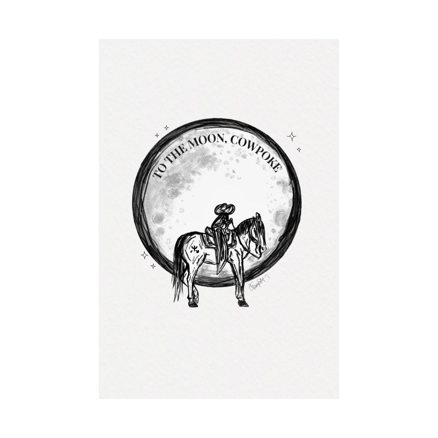 "To The Moon, Cowpoke" Illustration Print