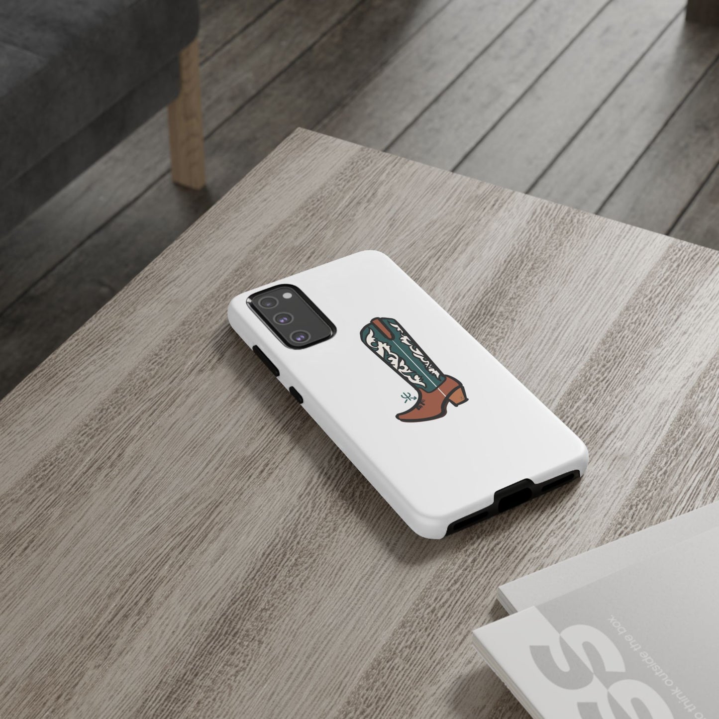 Turquoise Western Cowboy Boot Phone Case | Hand-drawn by Chase Templeton