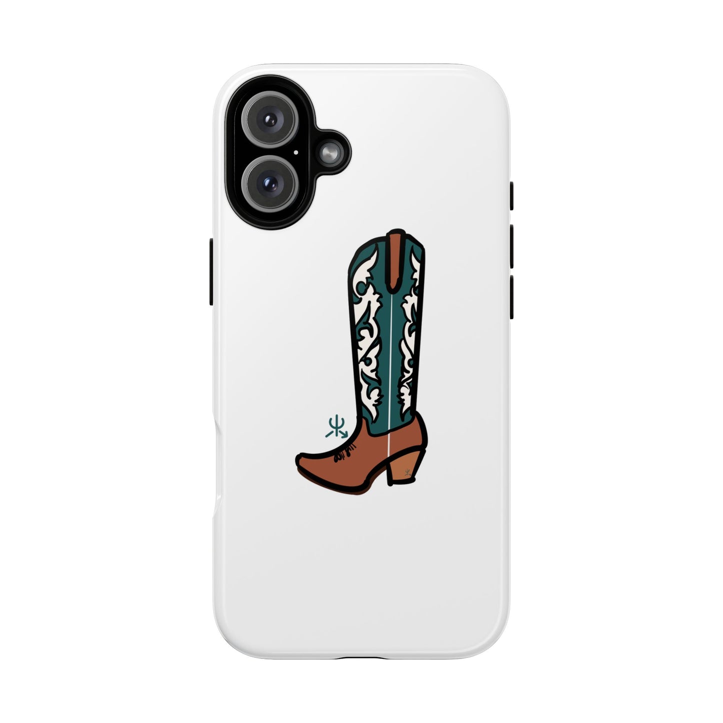 Turquoise Western Cowboy Boot Phone Case | Hand-drawn by Chase Templeton