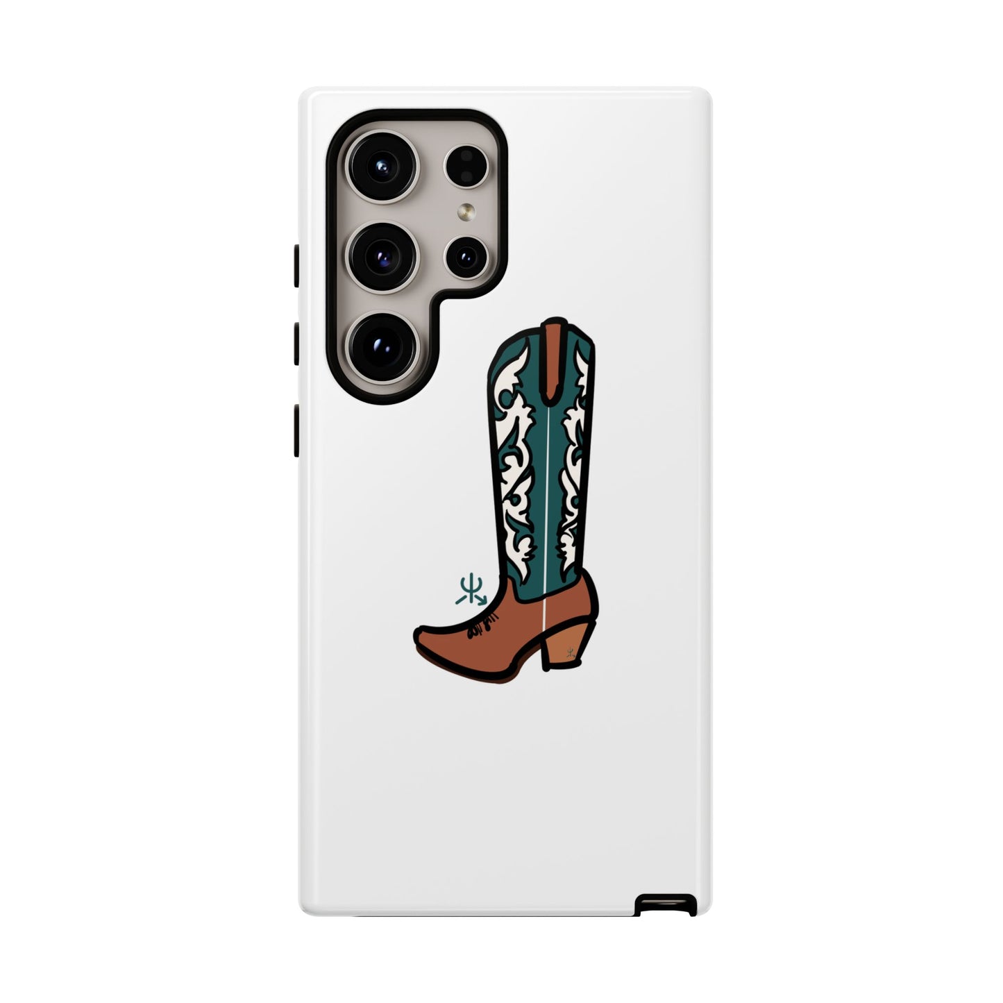 Turquoise Western Cowboy Boot Phone Case | Hand-drawn by Chase Templeton