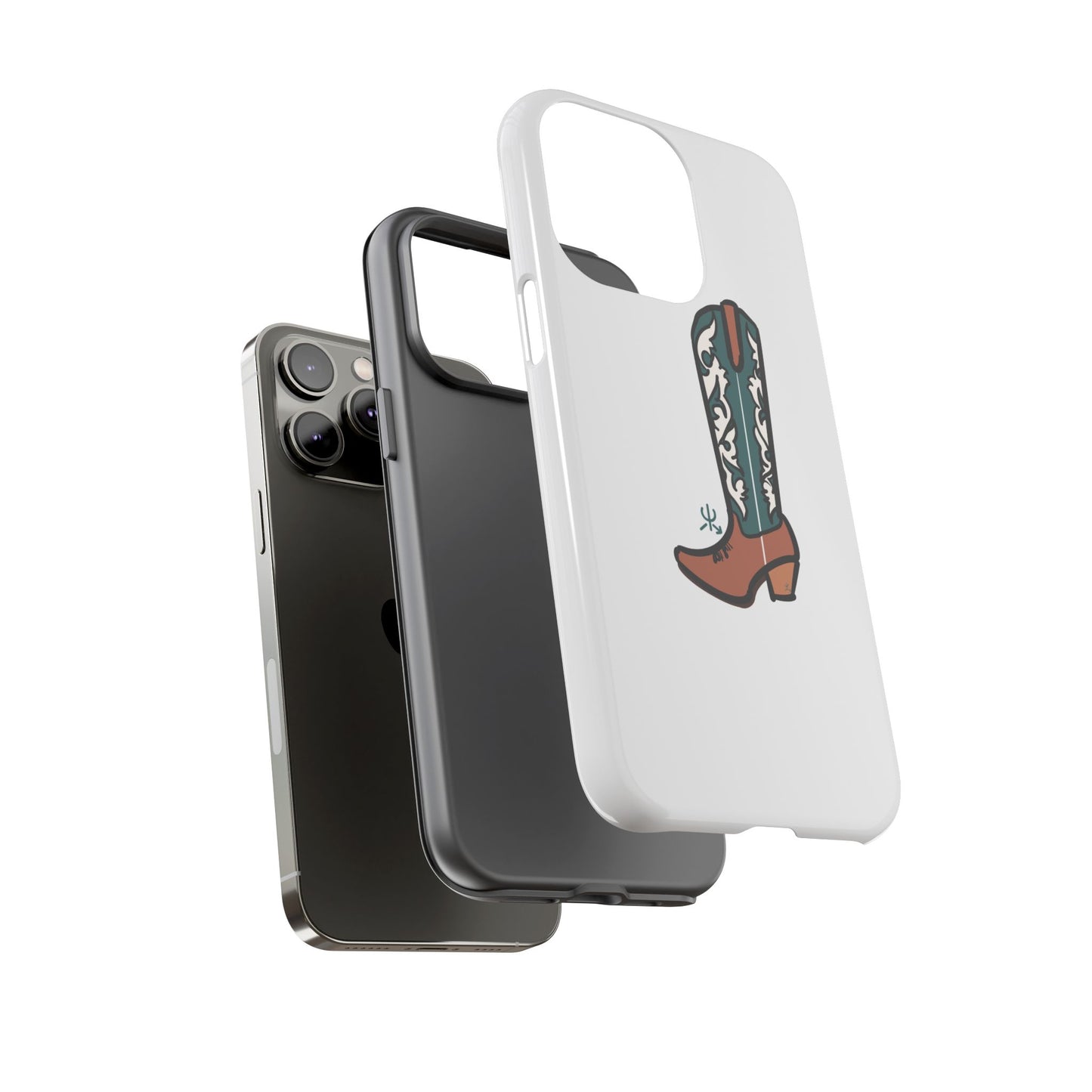 Turquoise Western Cowboy Boot Phone Case | Hand-drawn by Chase Templeton