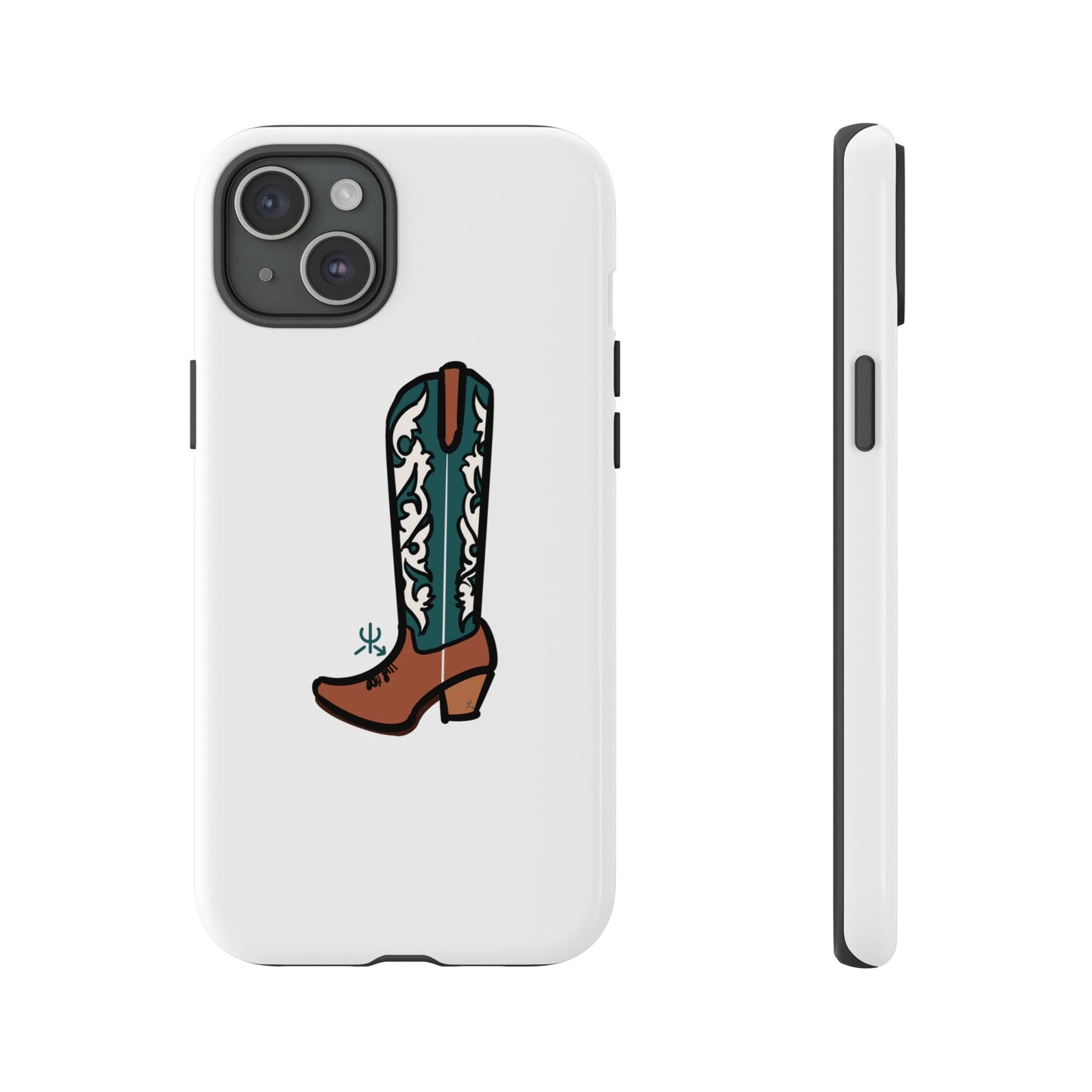 Turquoise Western Cowboy Boot Phone Case | Hand-drawn by Chase Templeton