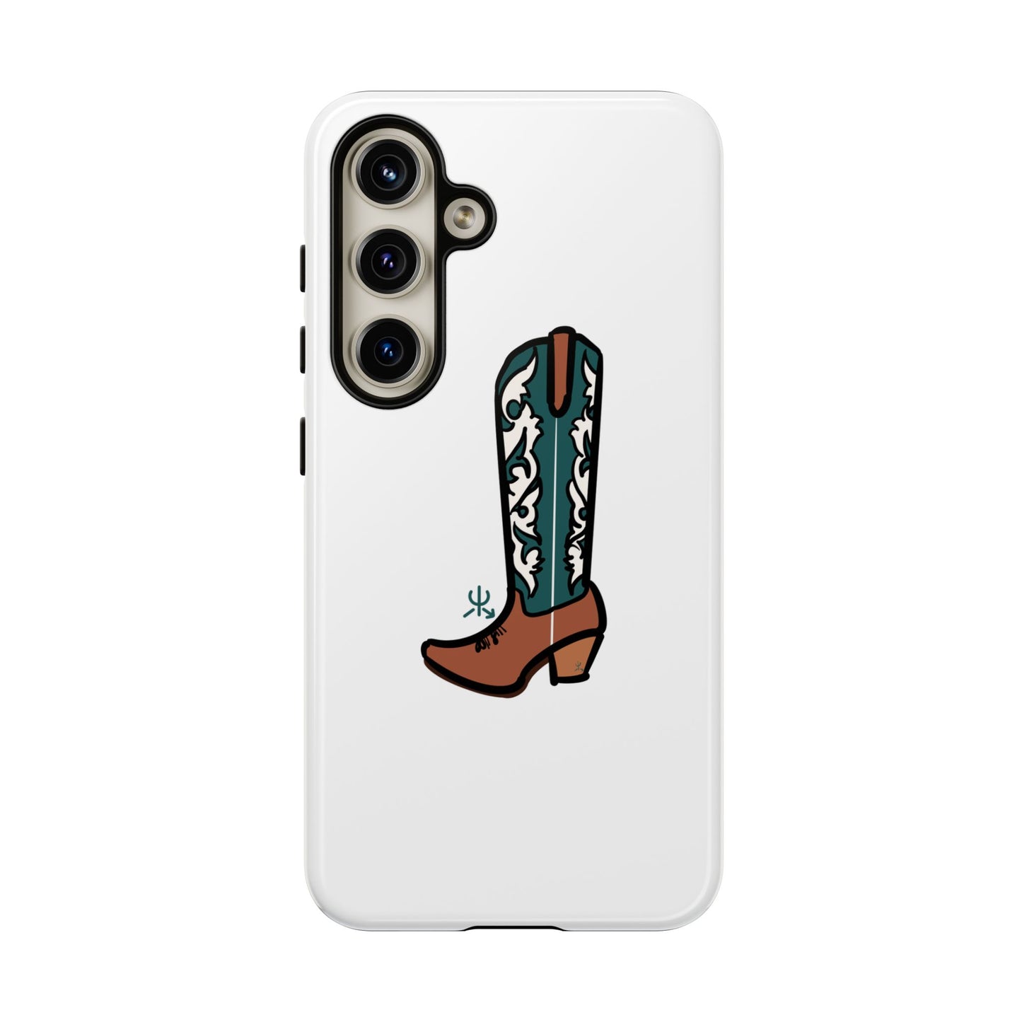 Turquoise Western Cowboy Boot Phone Case | Hand-drawn by Chase Templeton