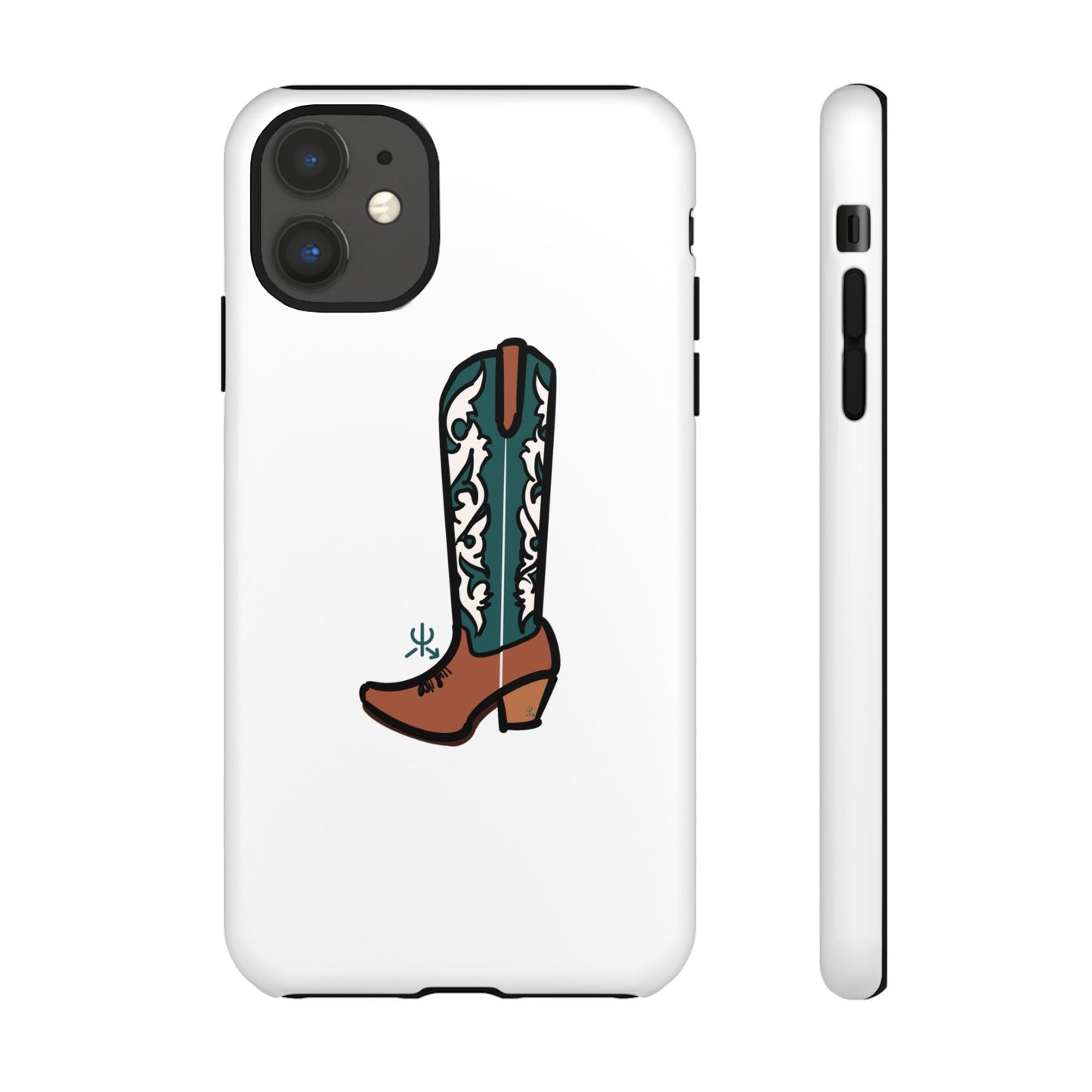 Turquoise Western Cowboy Boot Phone Case | Hand-drawn by Chase Templeton