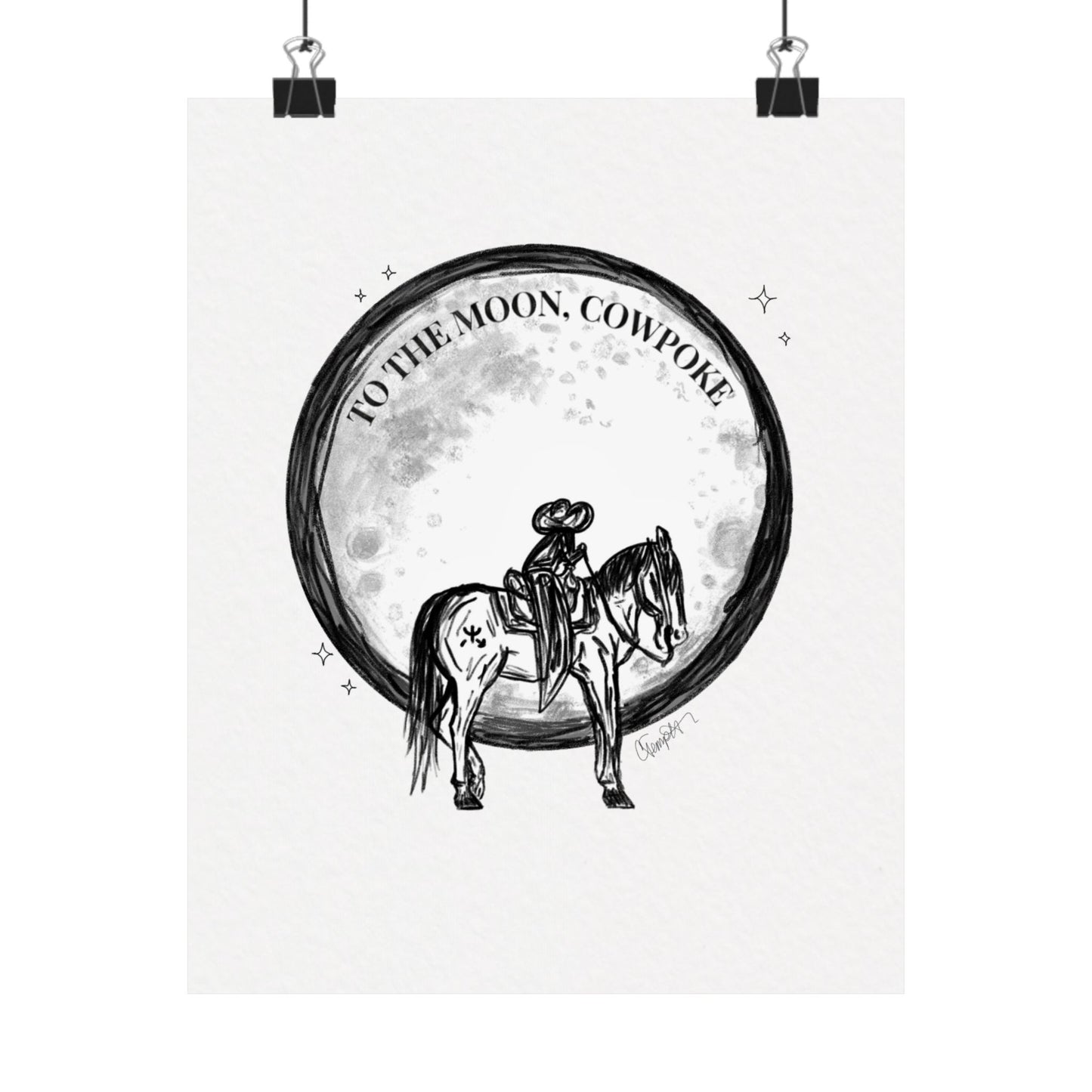 "To The Moon, Cowpoke" Illustration Print