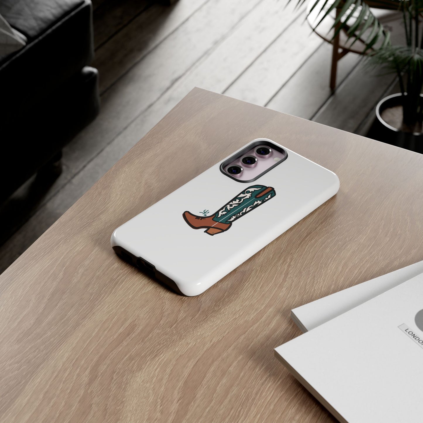 Turquoise Western Cowboy Boot Phone Case | Hand-drawn by Chase Templeton
