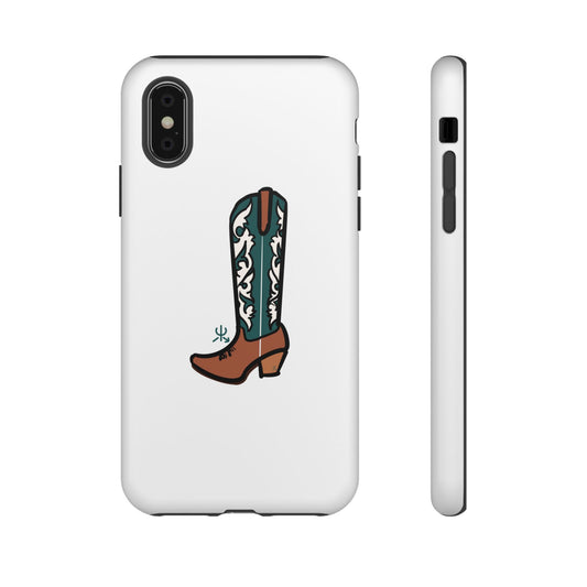 Turquoise Western Cowboy Boot Phone Case | Hand-drawn by Chase Templeton