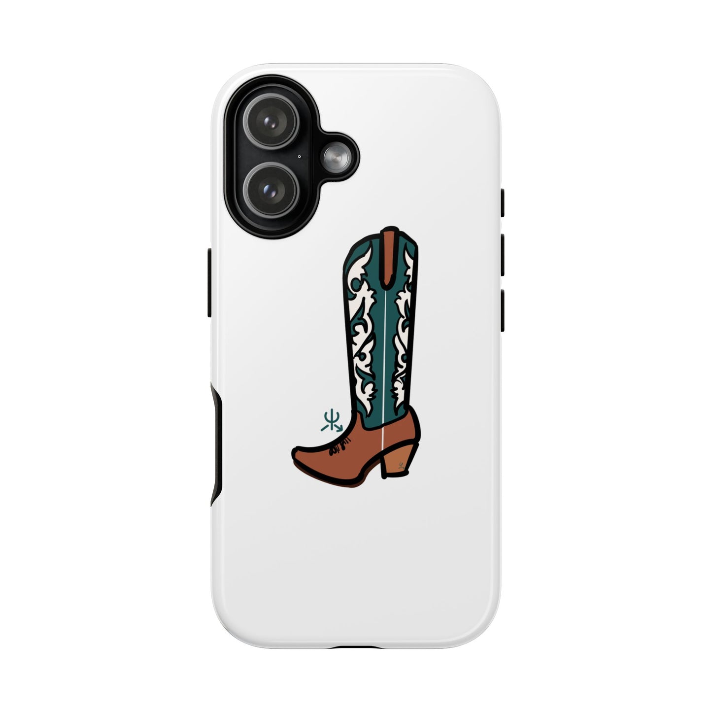 Turquoise Western Cowboy Boot Phone Case | Hand-drawn by Chase Templeton