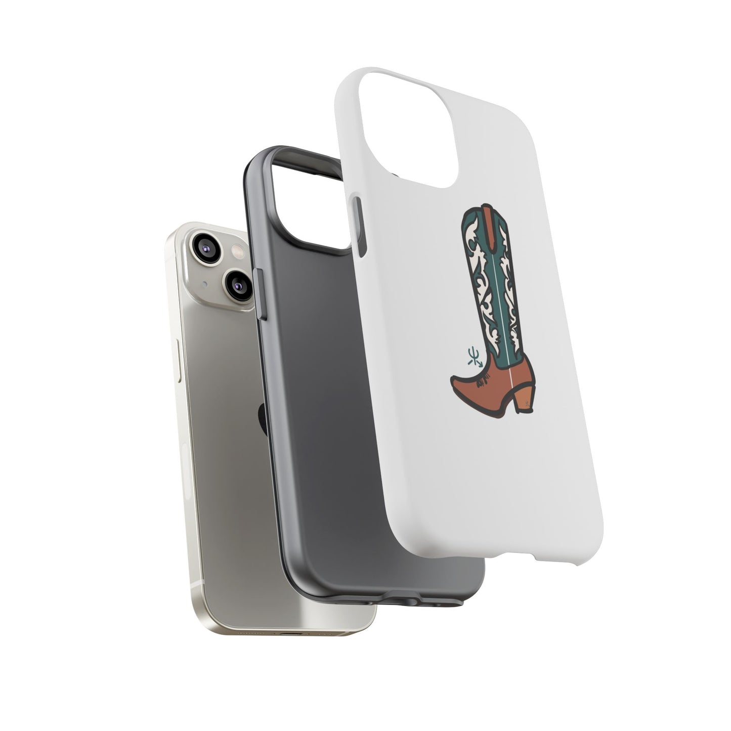 Turquoise Western Cowboy Boot Phone Case | Hand-drawn by Chase Templeton