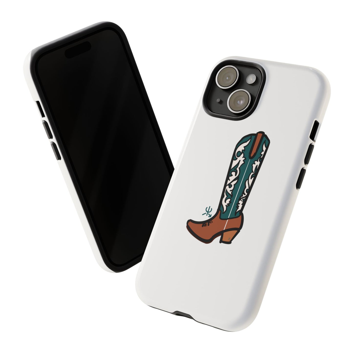 Turquoise Western Cowboy Boot Phone Case | Hand-drawn by Chase Templeton