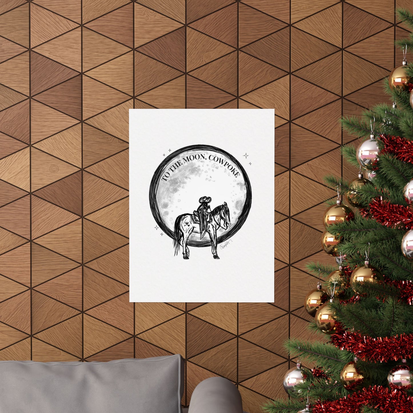 "To The Moon, Cowpoke" Illustration Print