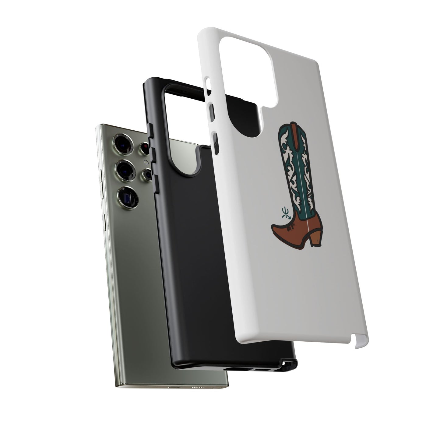 Turquoise Western Cowboy Boot Phone Case | Hand-drawn by Chase Templeton