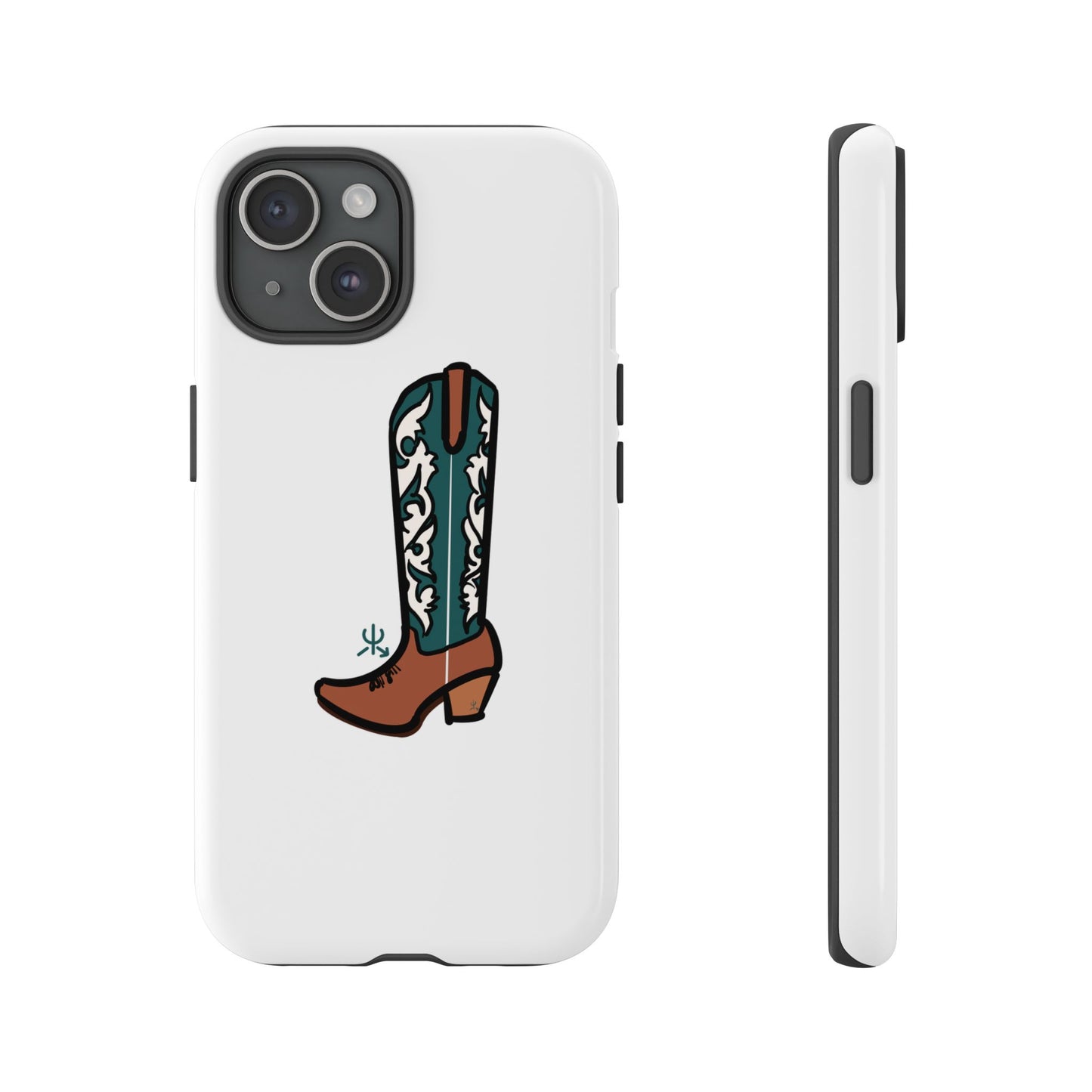Turquoise Western Cowboy Boot Phone Case | Hand-drawn by Chase Templeton
