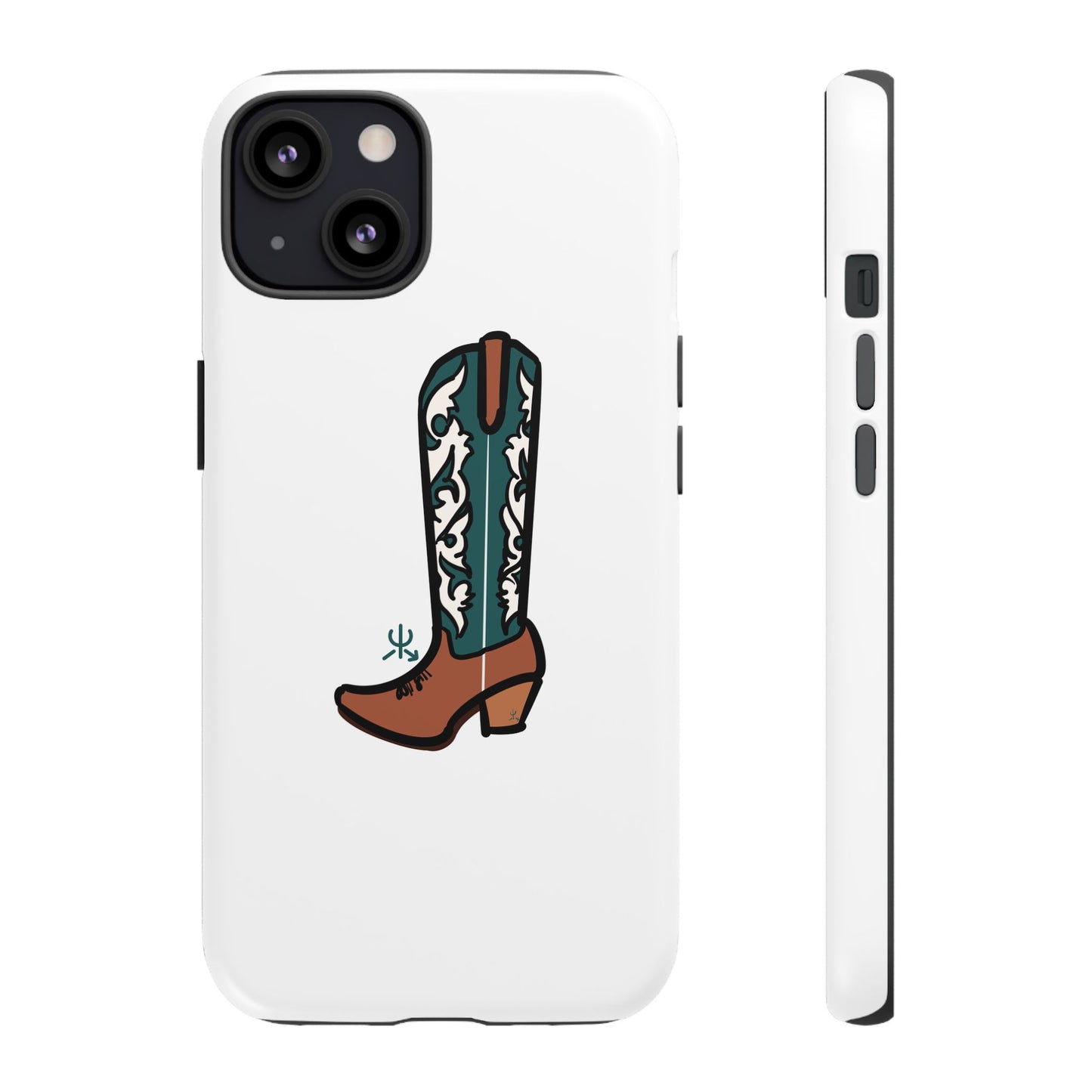 Turquoise Western Cowboy Boot Phone Case | Hand-drawn by Chase Templeton
