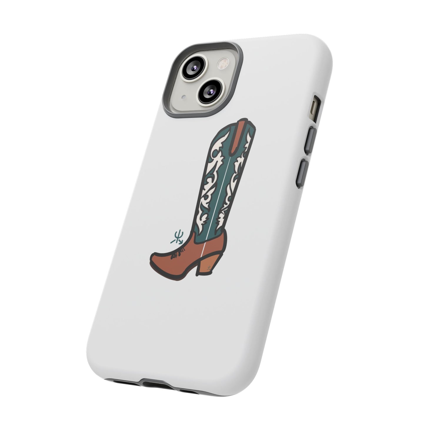 Turquoise Western Cowboy Boot Phone Case | Hand-drawn by Chase Templeton