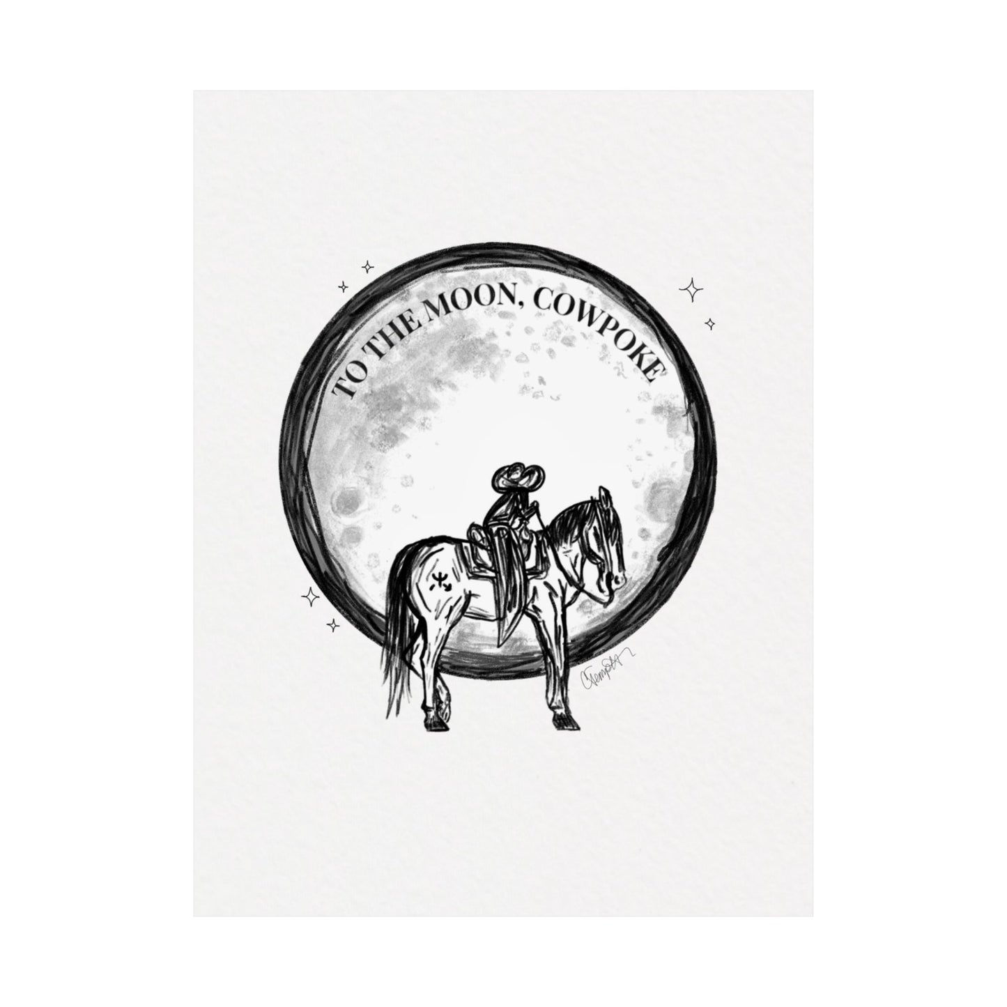"To The Moon, Cowpoke" Illustration Print