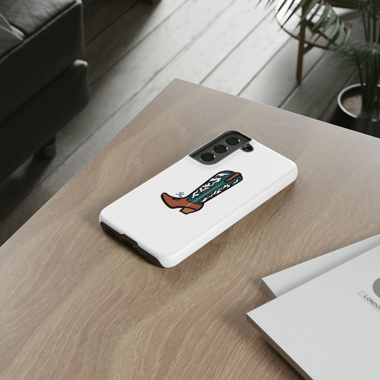 Turquoise Western Cowboy Boot Phone Case | Hand-drawn by Chase Templeton