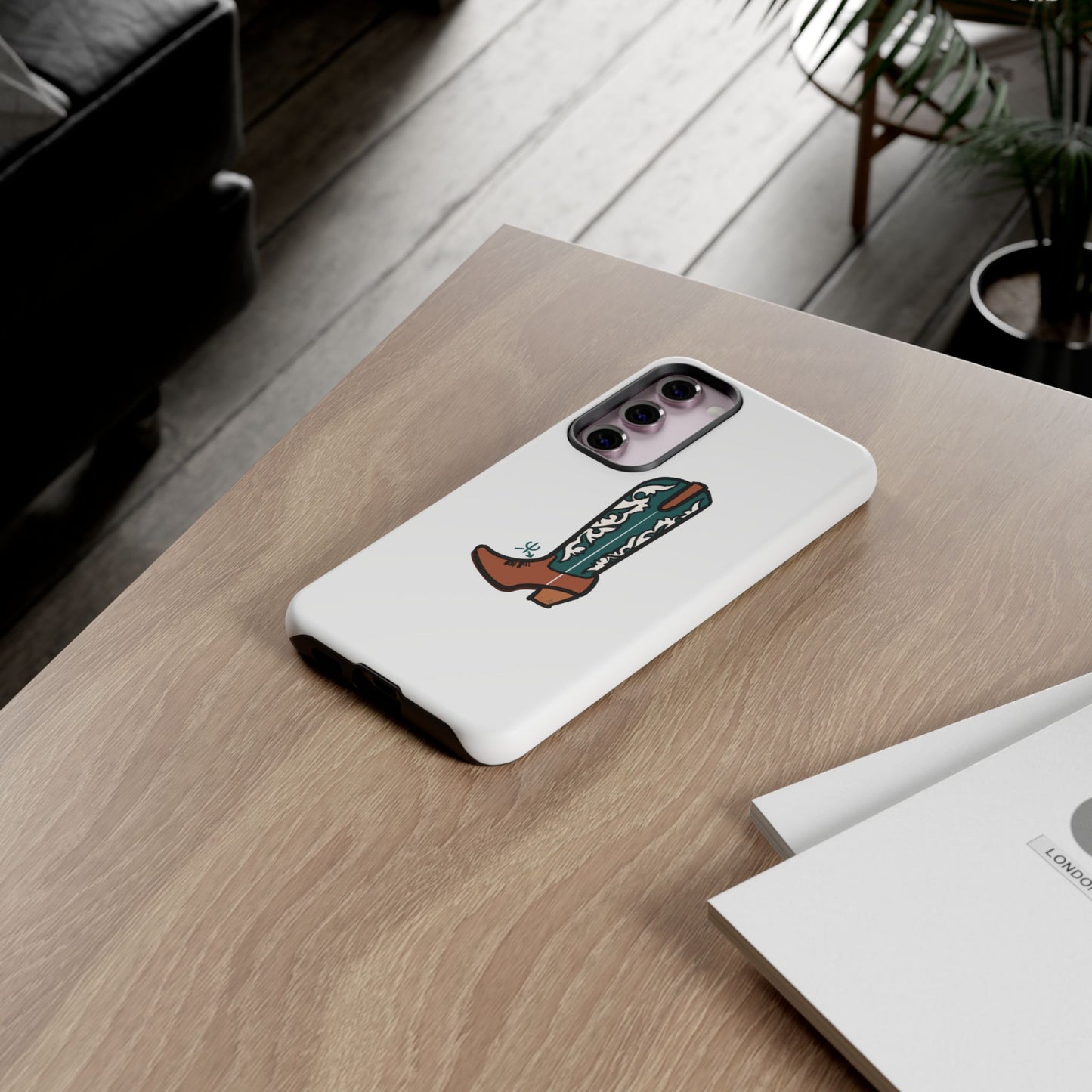 Turquoise Western Cowboy Boot Phone Case | Hand-drawn by Chase Templeton