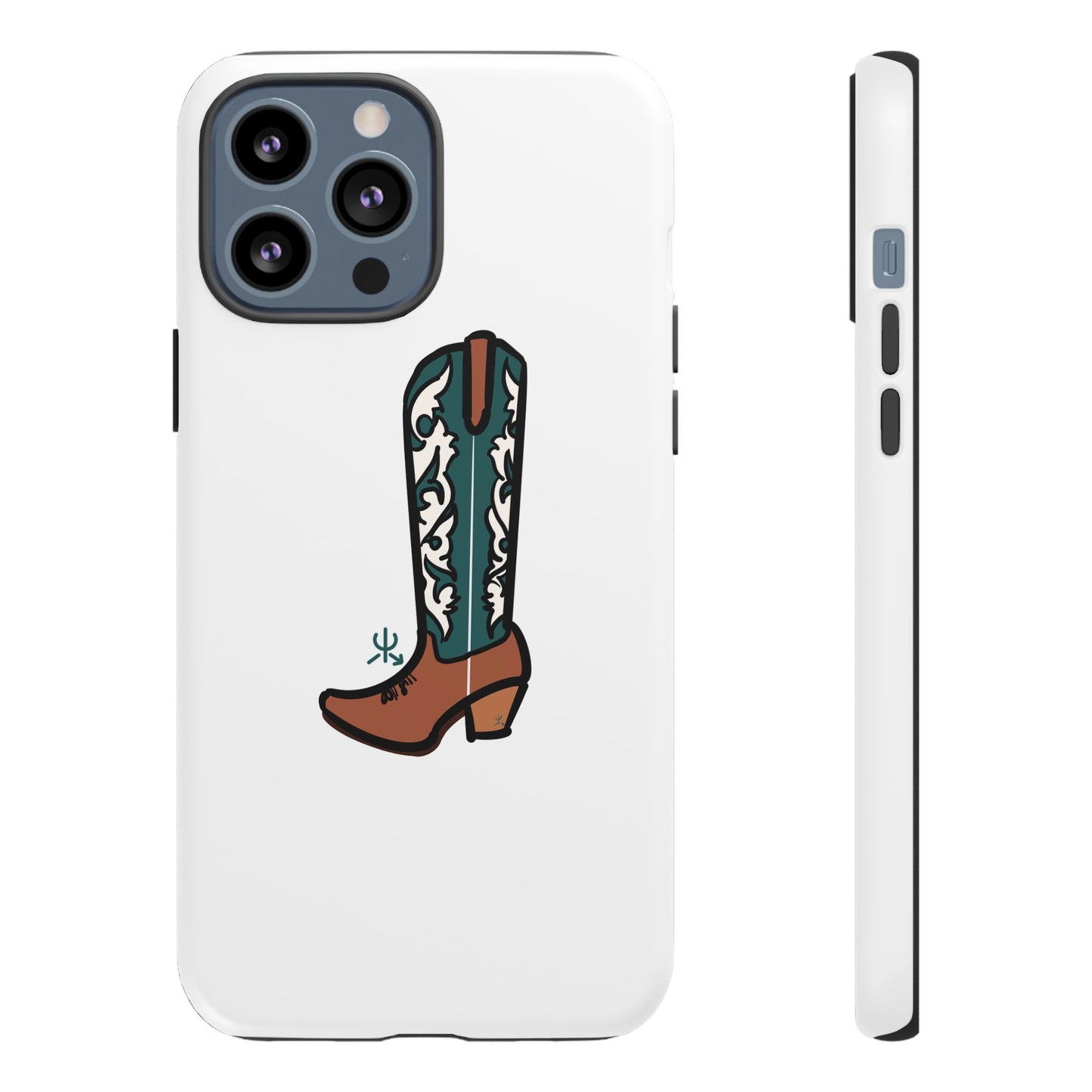 Turquoise Western Cowboy Boot Phone Case | Hand-drawn by Chase Templeton