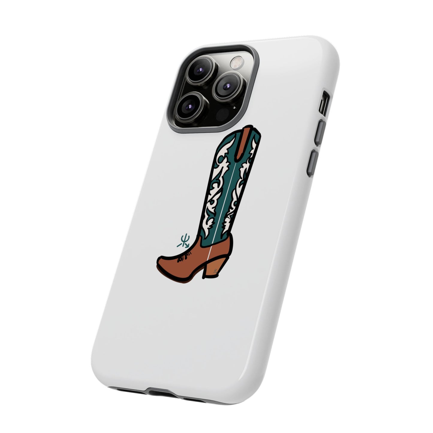 Turquoise Western Cowboy Boot Phone Case | Hand-drawn by Chase Templeton