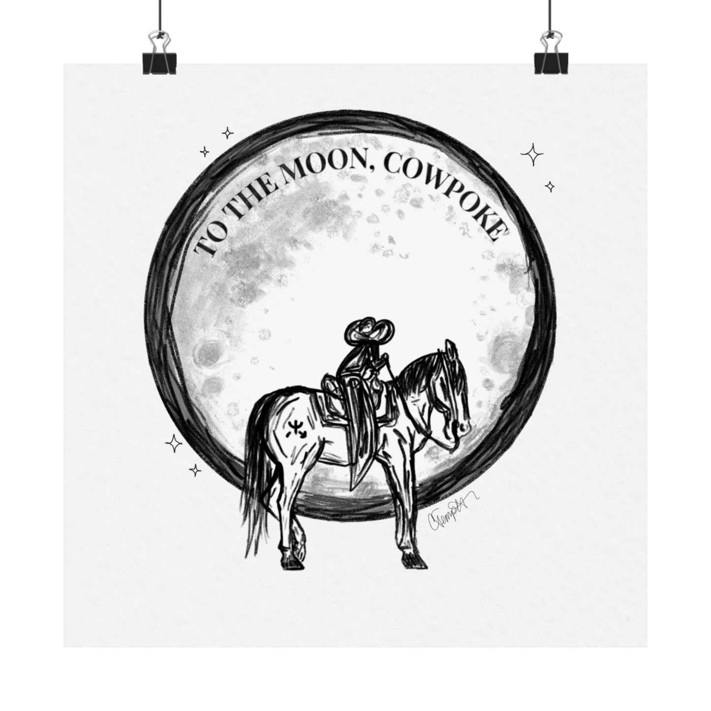 "To The Moon, Cowpoke" Illustration Print