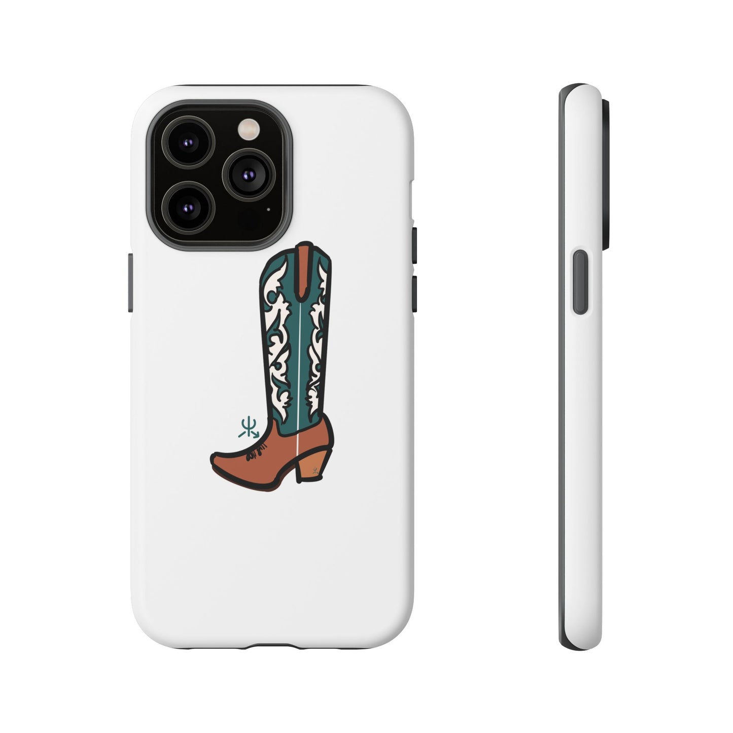 Turquoise Western Cowboy Boot Phone Case | Hand-drawn by Chase Templeton