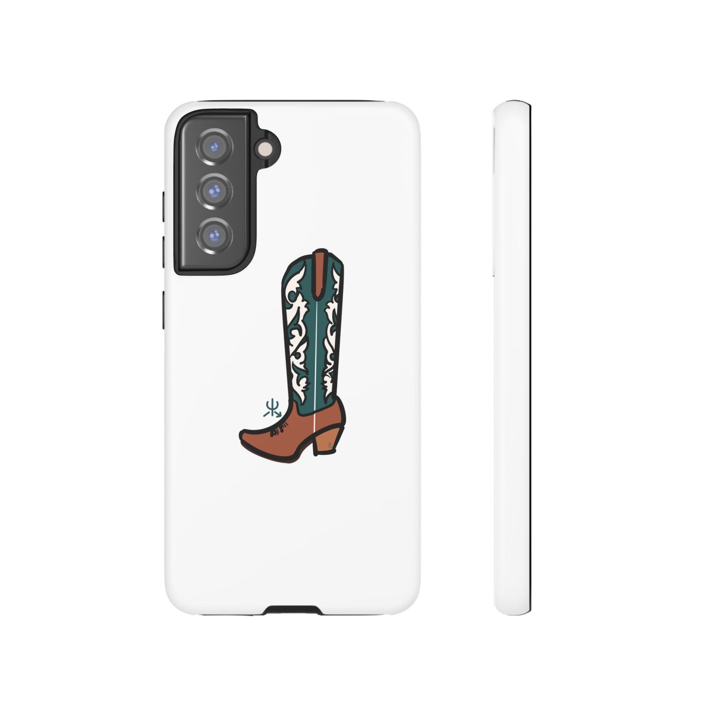 Turquoise Western Cowboy Boot Phone Case | Hand-drawn by Chase Templeton