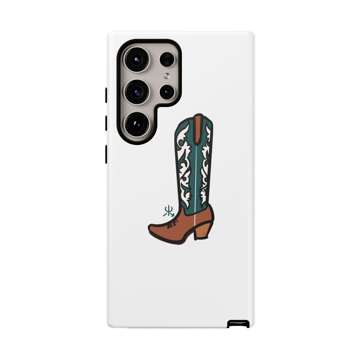 Turquoise Western Cowboy Boot Phone Case | Hand-drawn by Chase Templeton