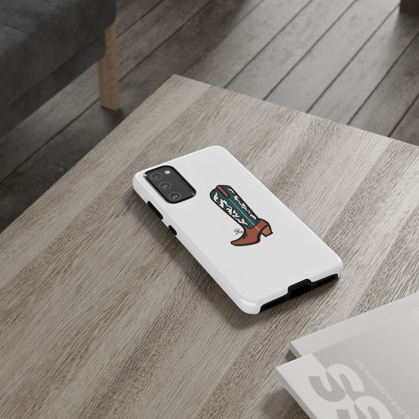 Turquoise Western Cowboy Boot Phone Case | Hand-drawn by Chase Templeton