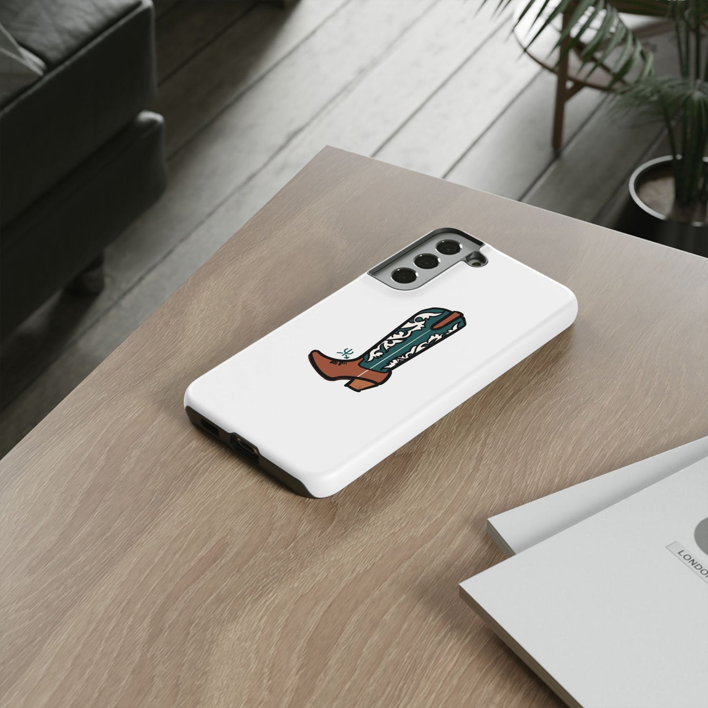 Turquoise Western Cowboy Boot Phone Case | Hand-drawn by Chase Templeton