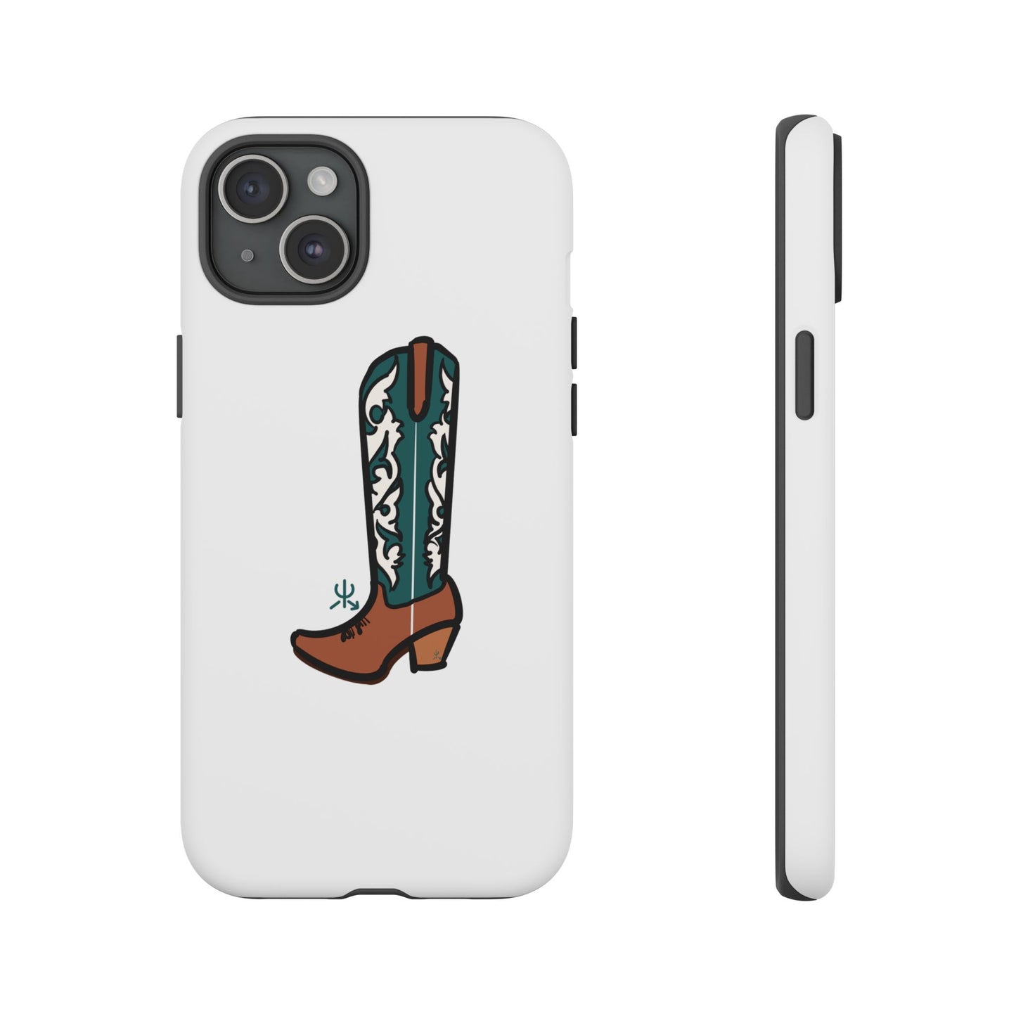Turquoise Western Cowboy Boot Phone Case | Hand-drawn by Chase Templeton