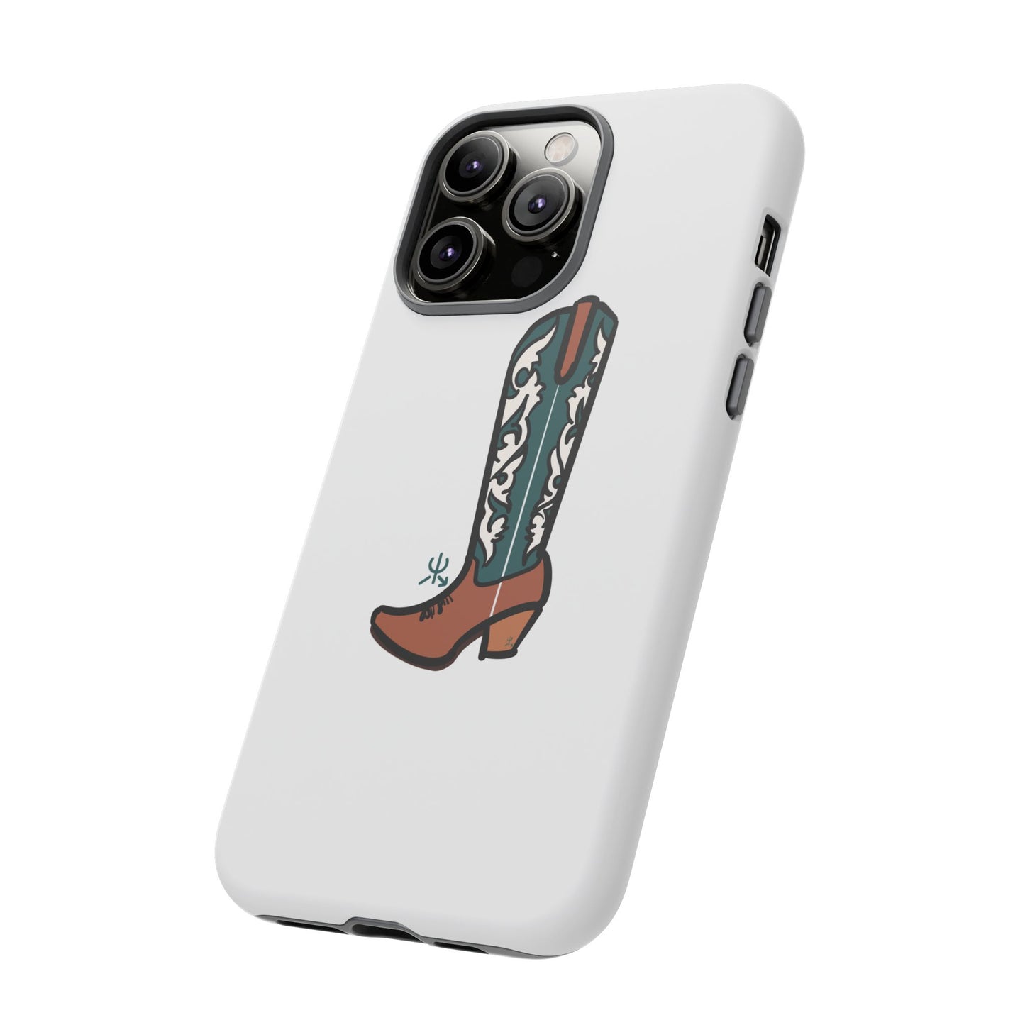 Turquoise Western Cowboy Boot Phone Case | Hand-drawn by Chase Templeton