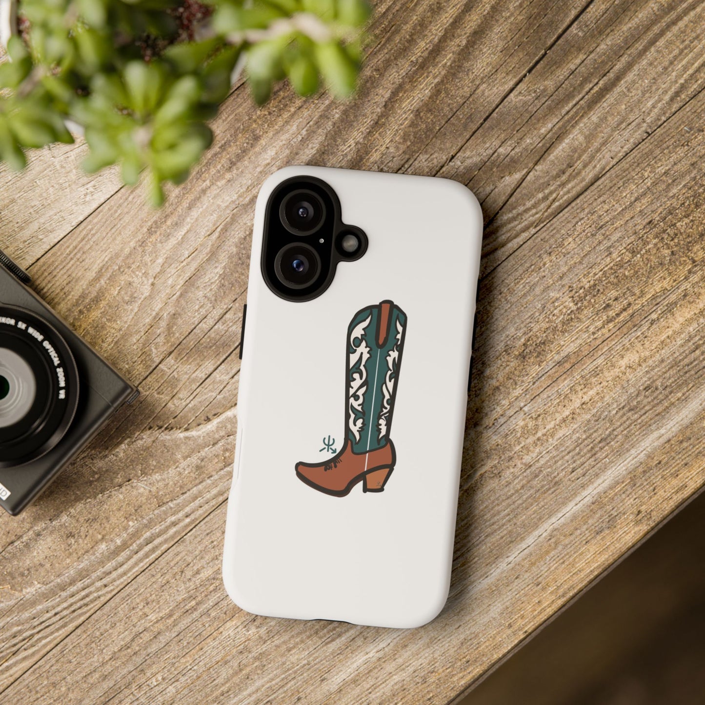 Turquoise Western Cowboy Boot Phone Case | Hand-drawn by Chase Templeton