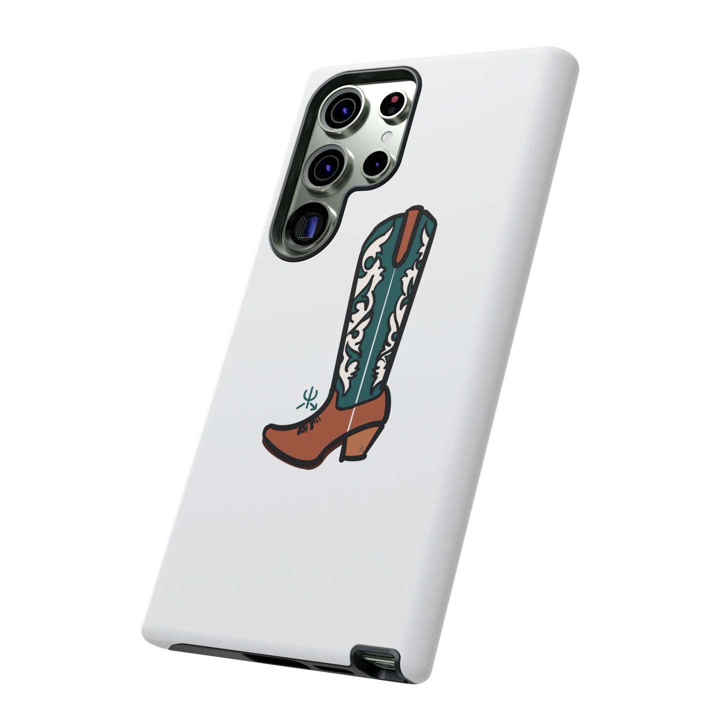 Turquoise Western Cowboy Boot Phone Case | Hand-drawn by Chase Templeton